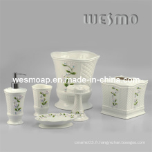 Ensemble d&#39;accessoires de bain en porcelaine florale (WBC0588B)